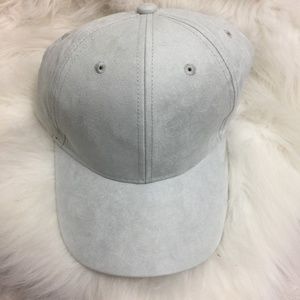 Faux Suede Light Grey Baseball Cap